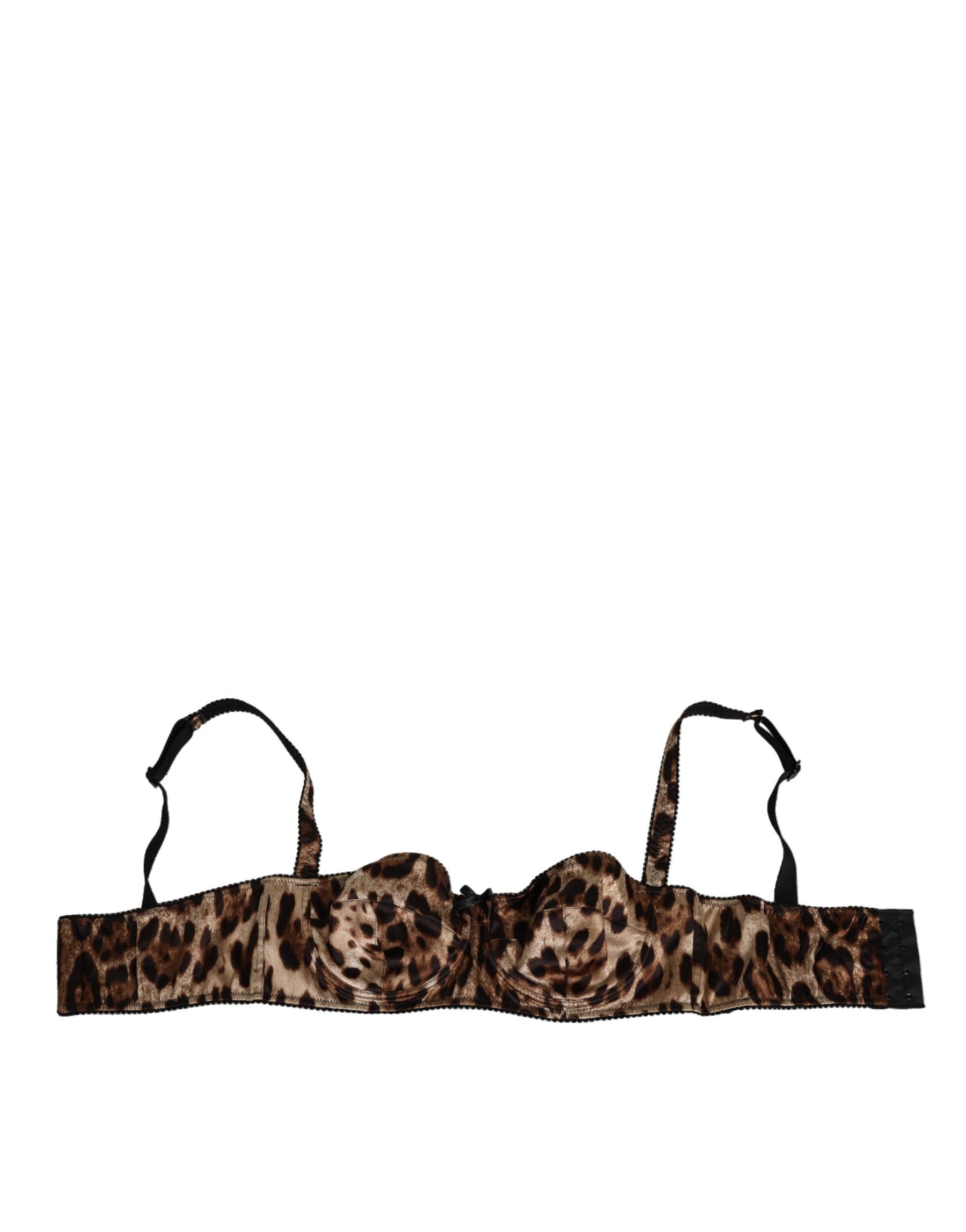 Dolce & Gabbana Brauner Leopard Seide Balconnet BH Unterwäsche