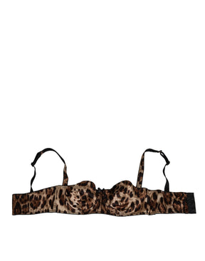 Dolce & Gabbana Brauner Leopard Seide Balconnet BH Unterwäsche