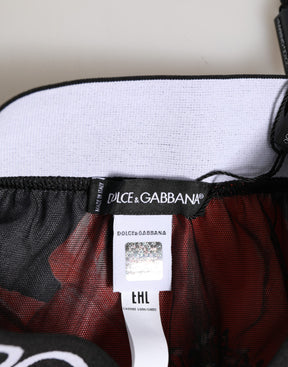 Dolce & Gabbana Schwarze florale Seidenpanty mit hoher Taille Unterwäsche