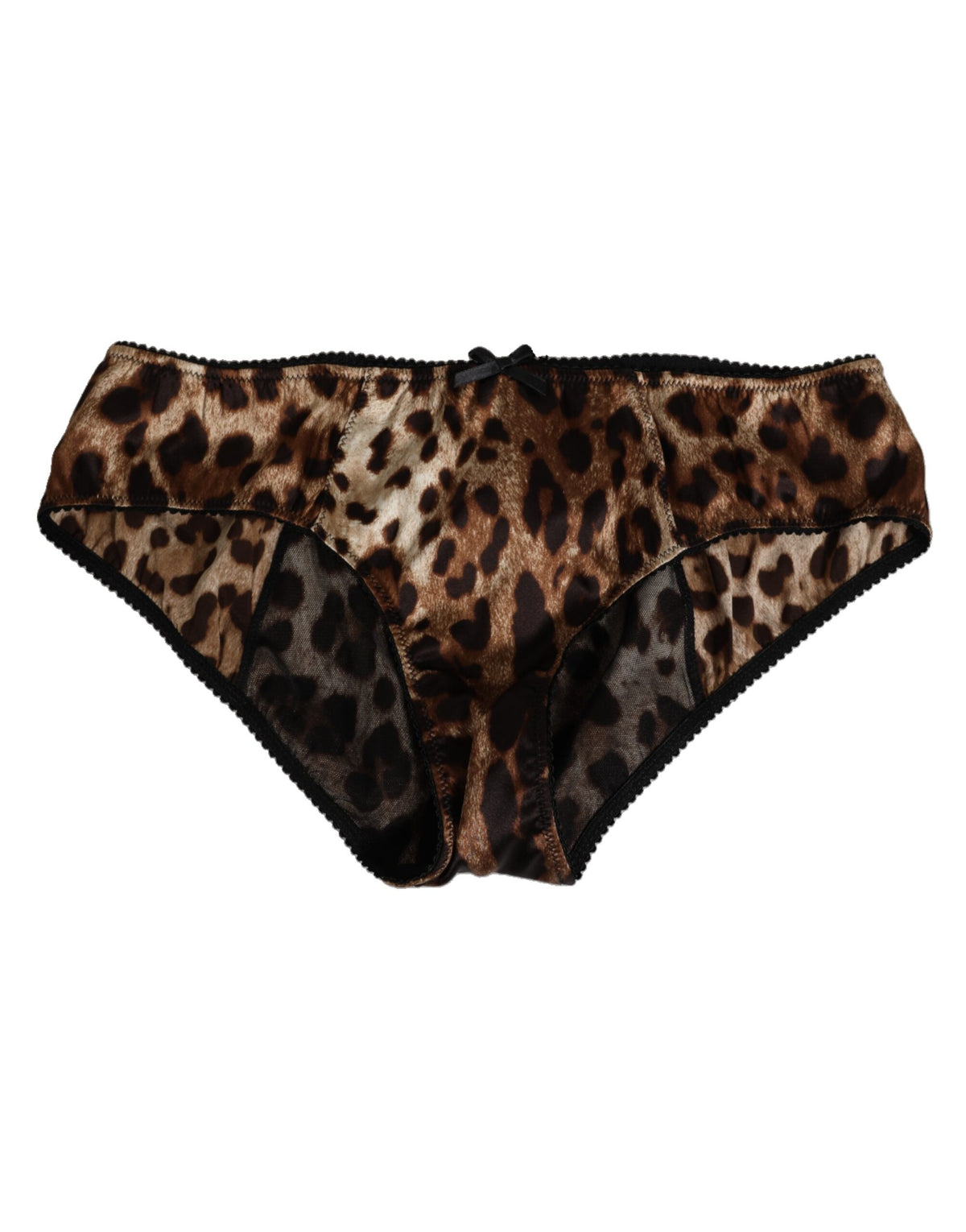 Dolce & Gabbana Brauner Leopard Seide mittlere Taille Panty Unterwäsche
