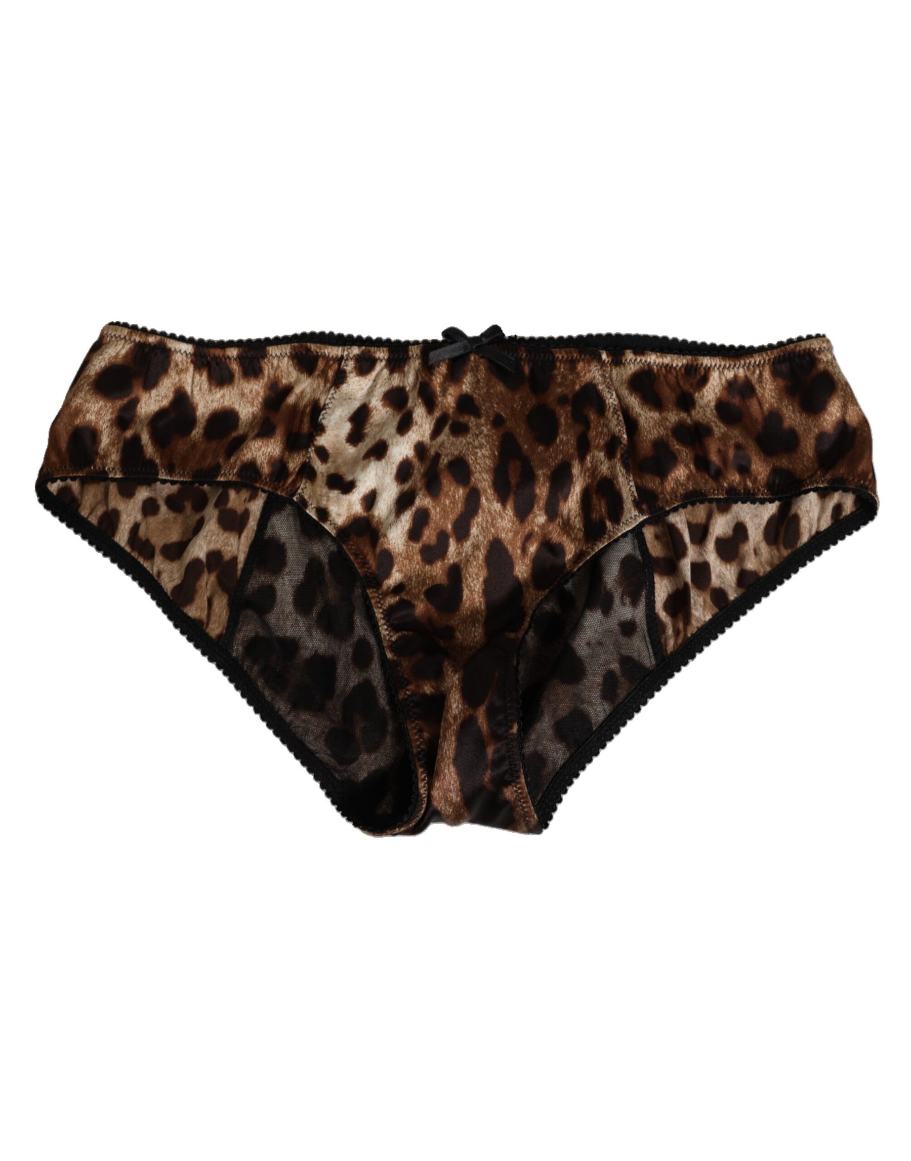 Dolce & Gabbana Brauner Leopard Seide mittlere Taille Panty Unterwäsche