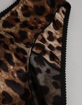 Dolce & Gabbana Brauner Leopard Seide mittlere Taille Panty Unterwäsche