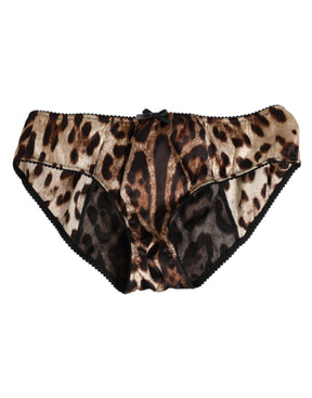 Dolce & Gabbana Brauner Leopard Seide mittlere Taille Panty Unterwäsche
