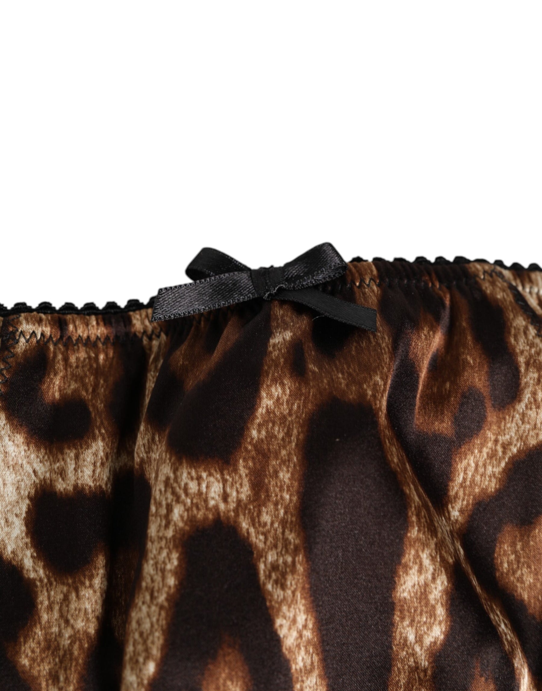 Dolce & Gabbana Brauner Leopard Seide mittlere Taille Panty Unterwäsche