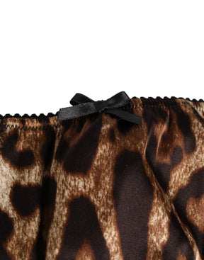 Dolce & Gabbana Brauner Leopard Seide mittlere Taille Panty Unterwäsche