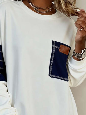 Kuscheliges Oversize Winter Sweatshirt cremeweiß navy Damen