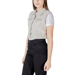 Only Hellblaue Baumwolle Sleveless Jacke