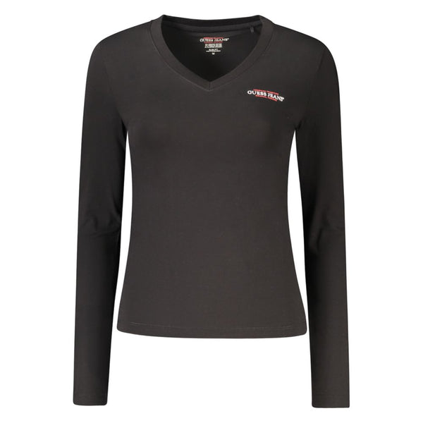 Guess Jeans Schwarzes Baumwoll-T-Shirt für Frauen
