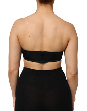 Dolce & Gabbana Schwarzes Nylon-Mischung Bandeau-Trägerlos-Top