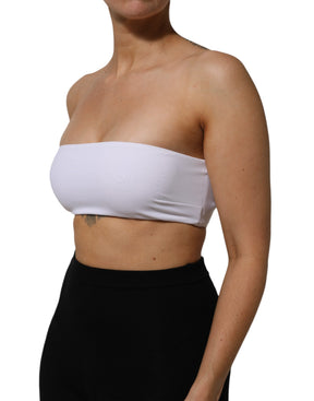 Dolce & Gabbana Weißes trägerloses Bandeau-Top aus einer Nylonmischung