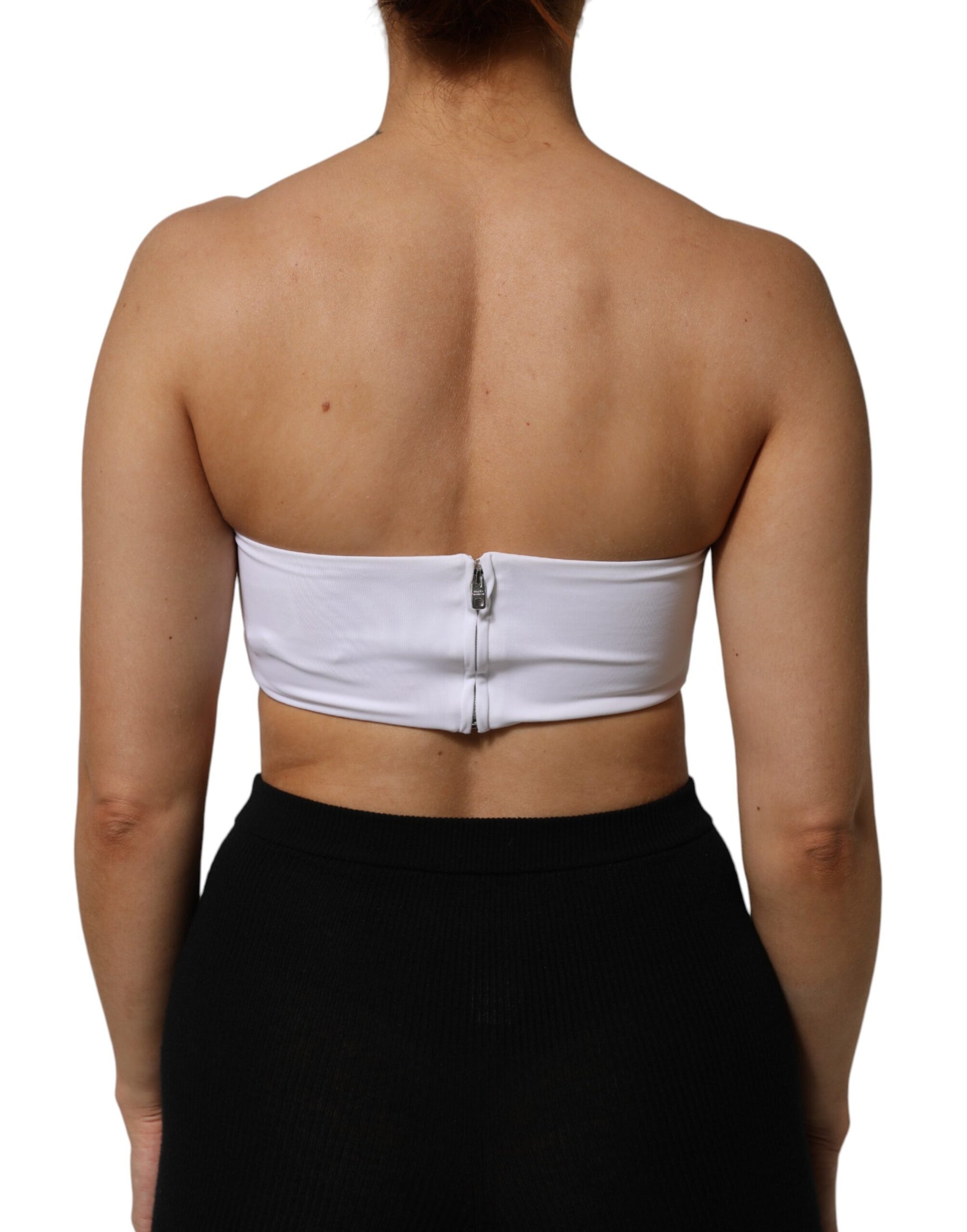 Dolce & Gabbana Weißes trägerloses Bandeau-Top aus einer Nylonmischung