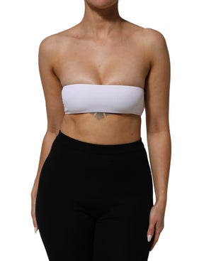Dolce & Gabbana Weißes trägerloses Bandeau-Top aus einer Nylonmischung