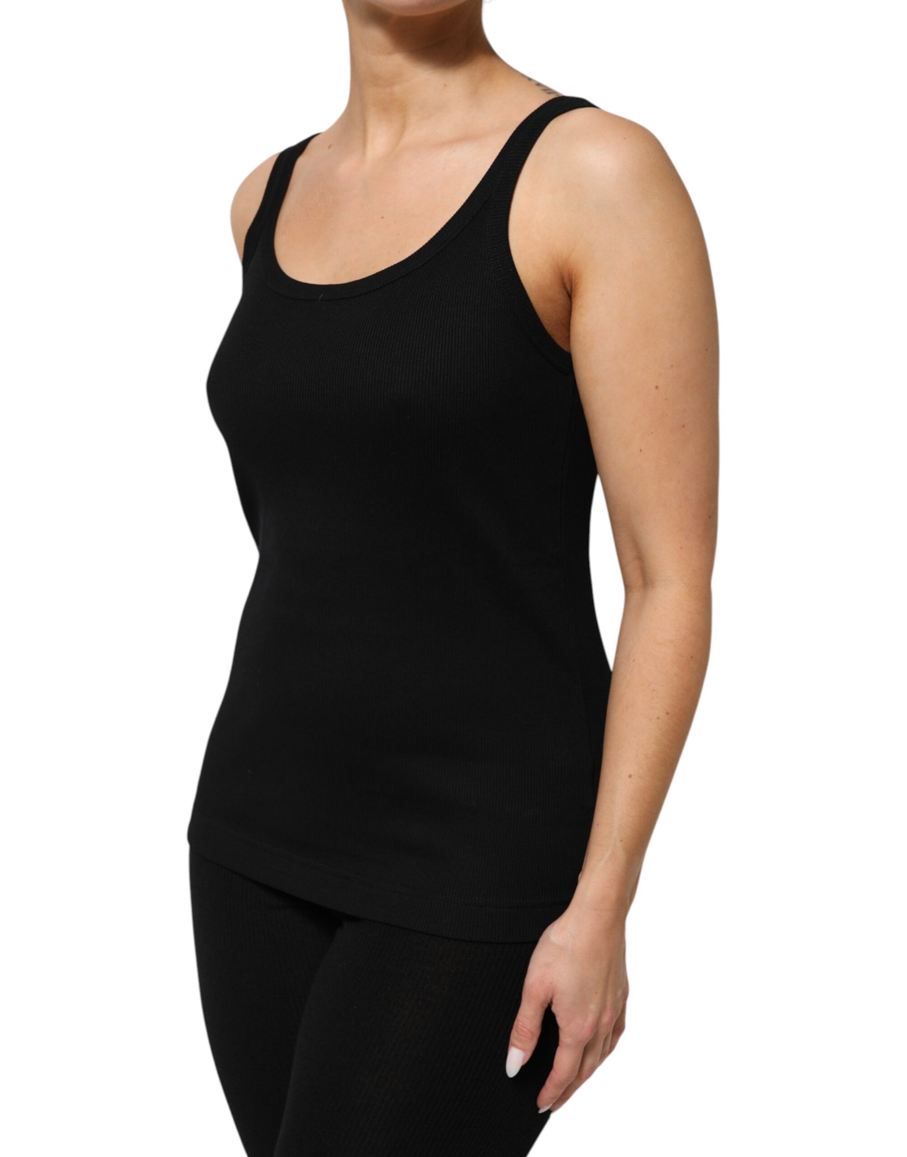 Dolce & Gabbana Schwarzes ärmelloses Baumwoll-Tank-Top für Frauen