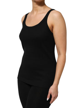 Dolce & Gabbana Schwarzes ärmelloses Baumwoll-Tank-Top für Frauen