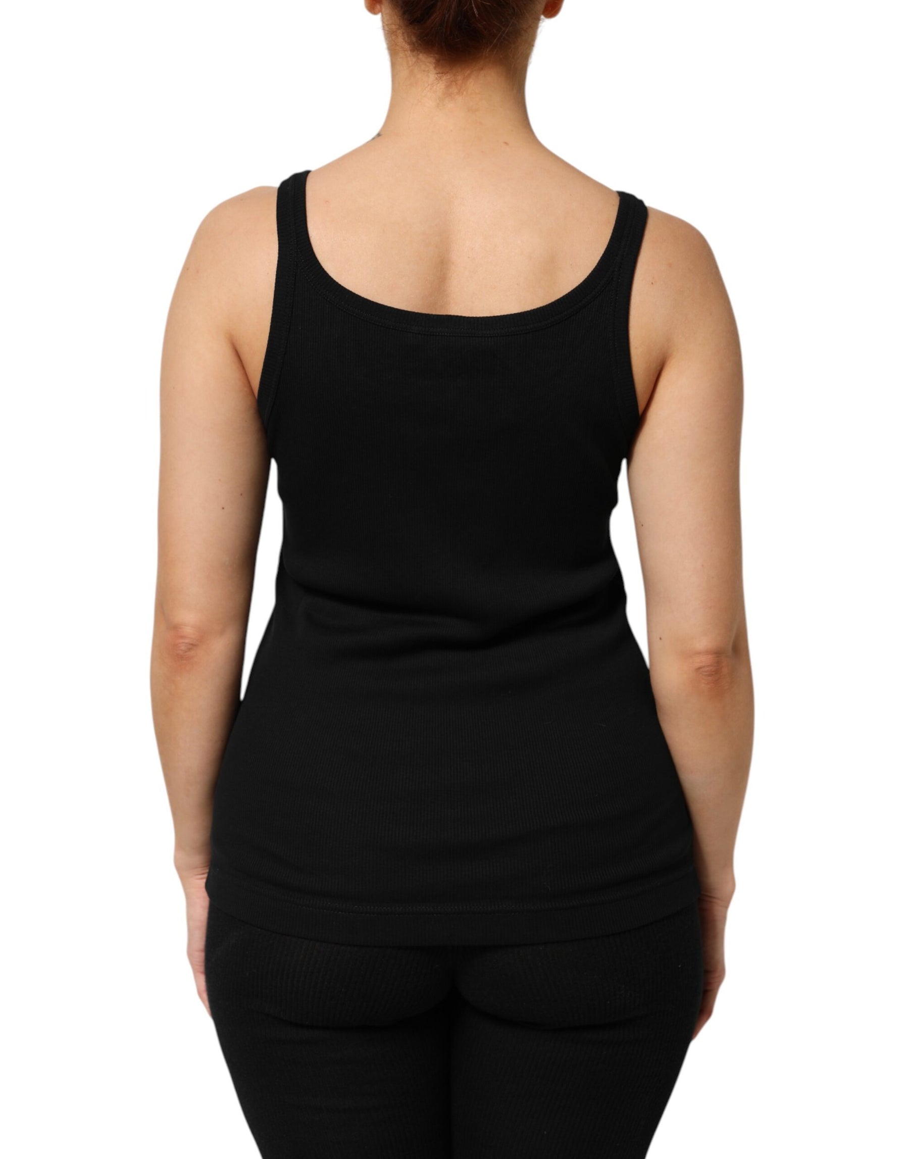 Dolce & Gabbana Schwarzes ärmelloses Baumwoll-Tank-Top für Frauen