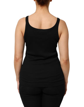 Dolce & Gabbana Schwarzes ärmelloses Baumwoll-Tank-Top für Frauen