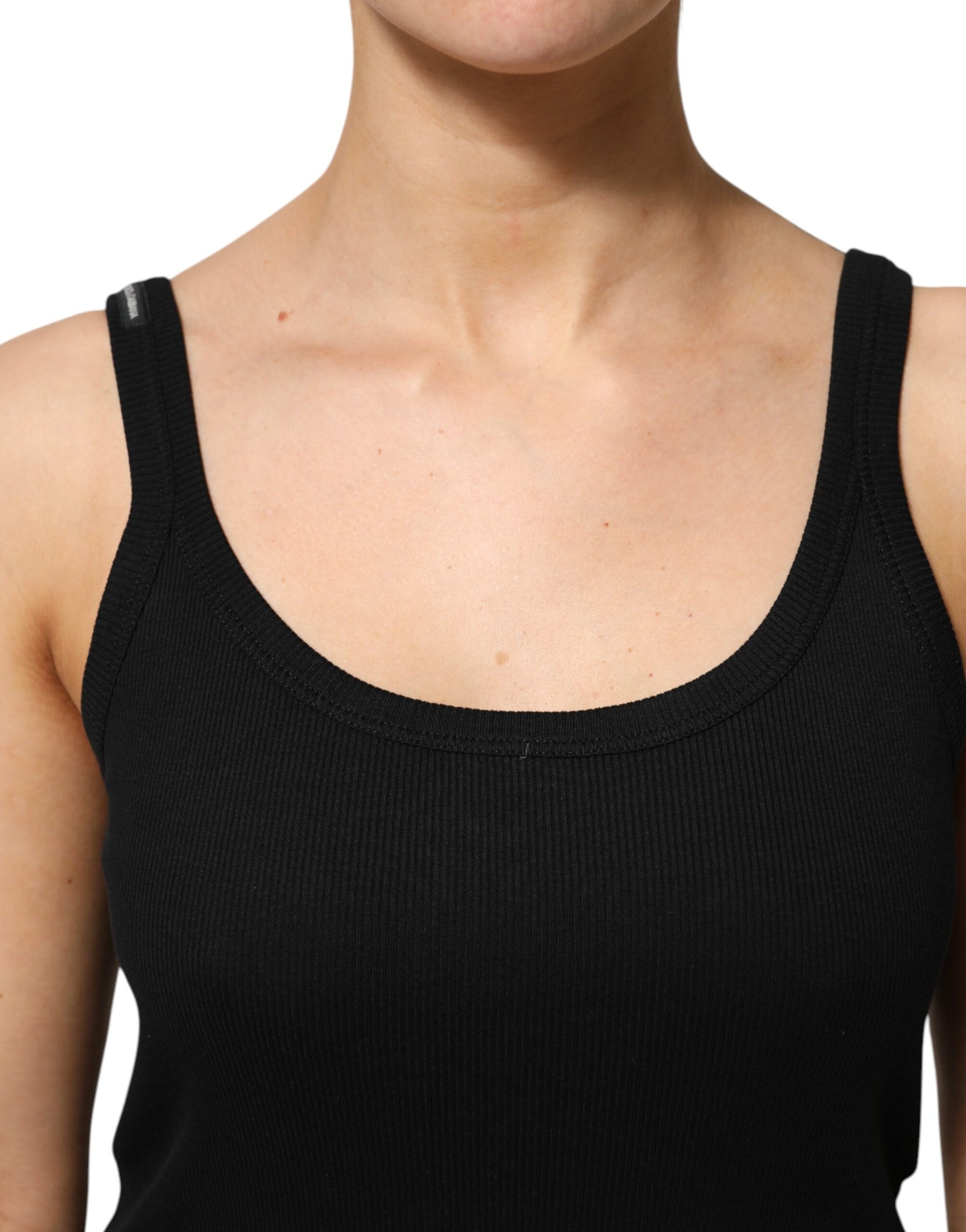 Dolce & Gabbana Schwarzes ärmelloses Baumwoll-Tank-Top für Frauen