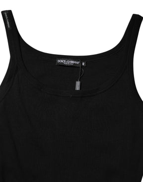 Dolce & Gabbana Schwarzes ärmelloses Baumwoll-Tank-Top für Frauen
