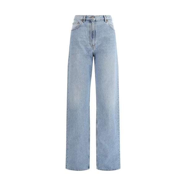 Valentino Hellblaue Baumwoll-Jeans mit hohem Bund