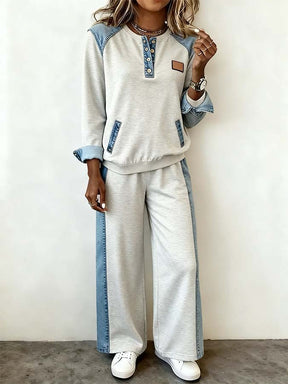 Winter Damen Patchwork Hosenanzug cosy & stylisch