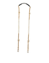 Dolce & Gabbana Schwarzes Leder Goldkette Tasche Accessoire Schulterriemen