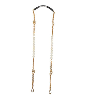 Dolce & Gabbana Schwarzes Leder Goldkette Tasche Accessoire Schulterriemen