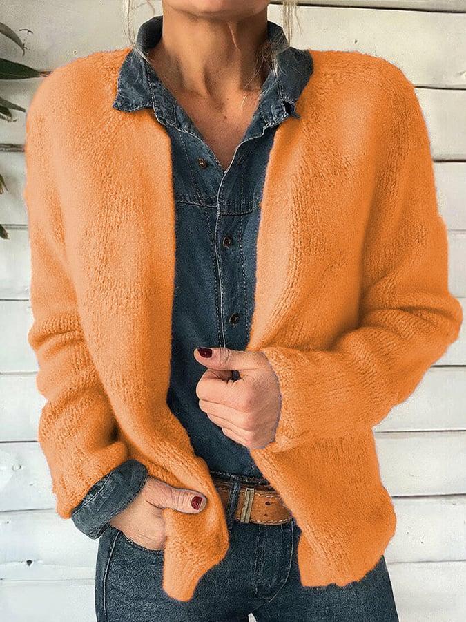Herbstshafter Orange Long Sleeve Plain Cardigan - Komfort trifft Stil