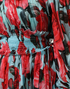 Dolce & Gabbana Multicolor Romantisches Florales Seiden Chiffon Kleid