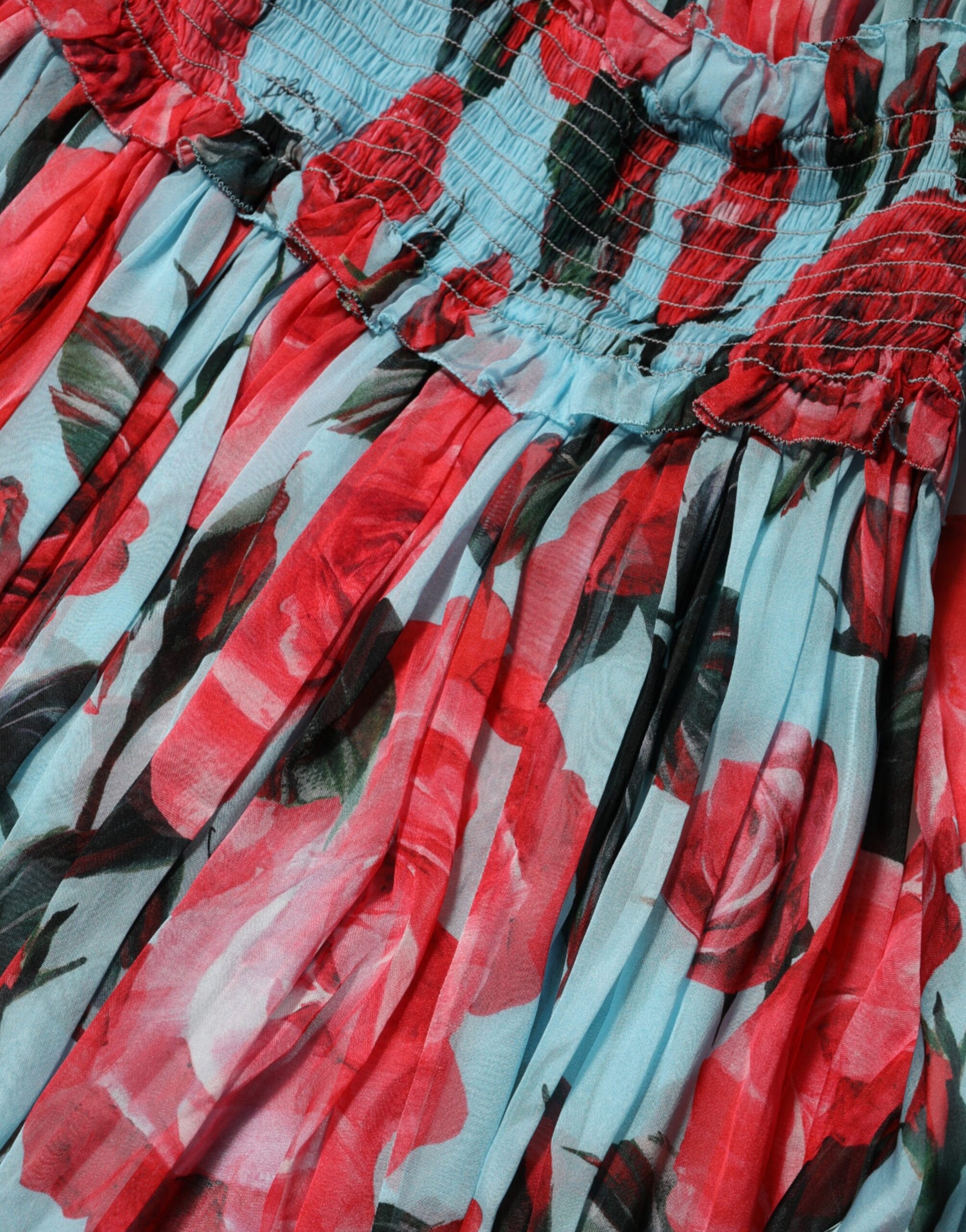 Dolce & Gabbana Multicolor Romantisches Florales Seiden Chiffon Kleid