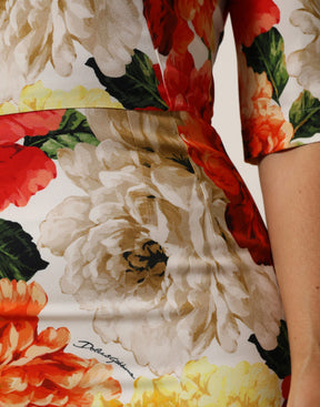 Dolce & Gabbana Multicolor Viskose Etuikleid mit Blumendruck
