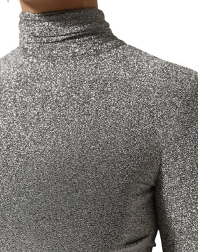 Dolce & Gabbana Graues Nylon Bodycon Etuikleid mit langen Ärmeln