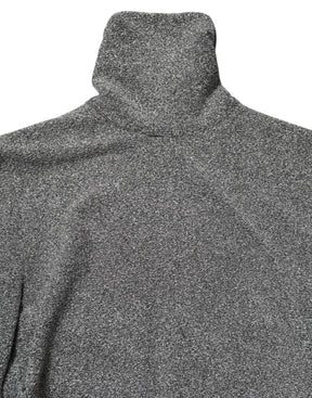 Dolce & Gabbana Graues Nylon Bodycon Etuikleid mit langen Ärmeln