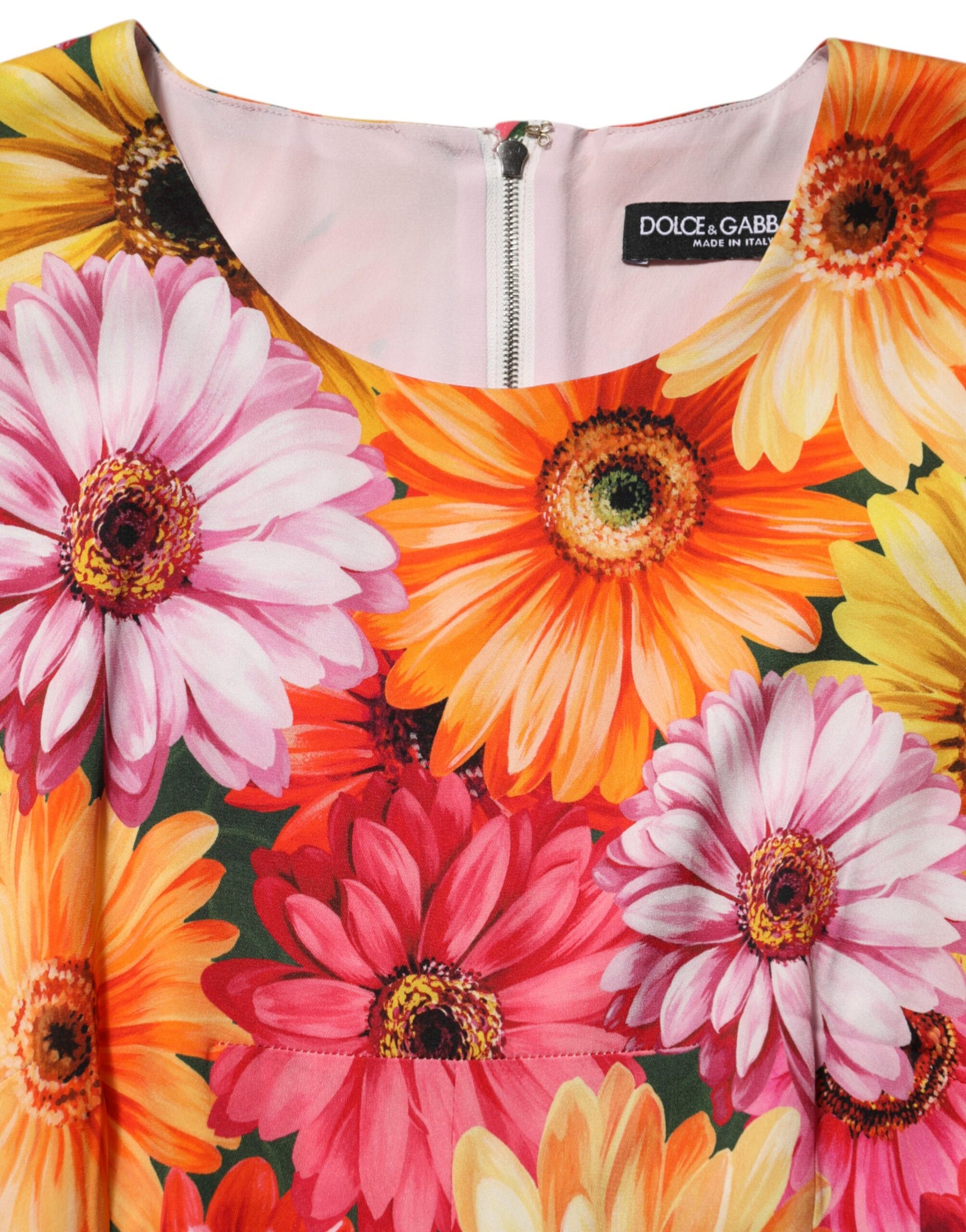 Dolce & Gabbana Multicolor Seiden-Midikleid mit Blumendruck