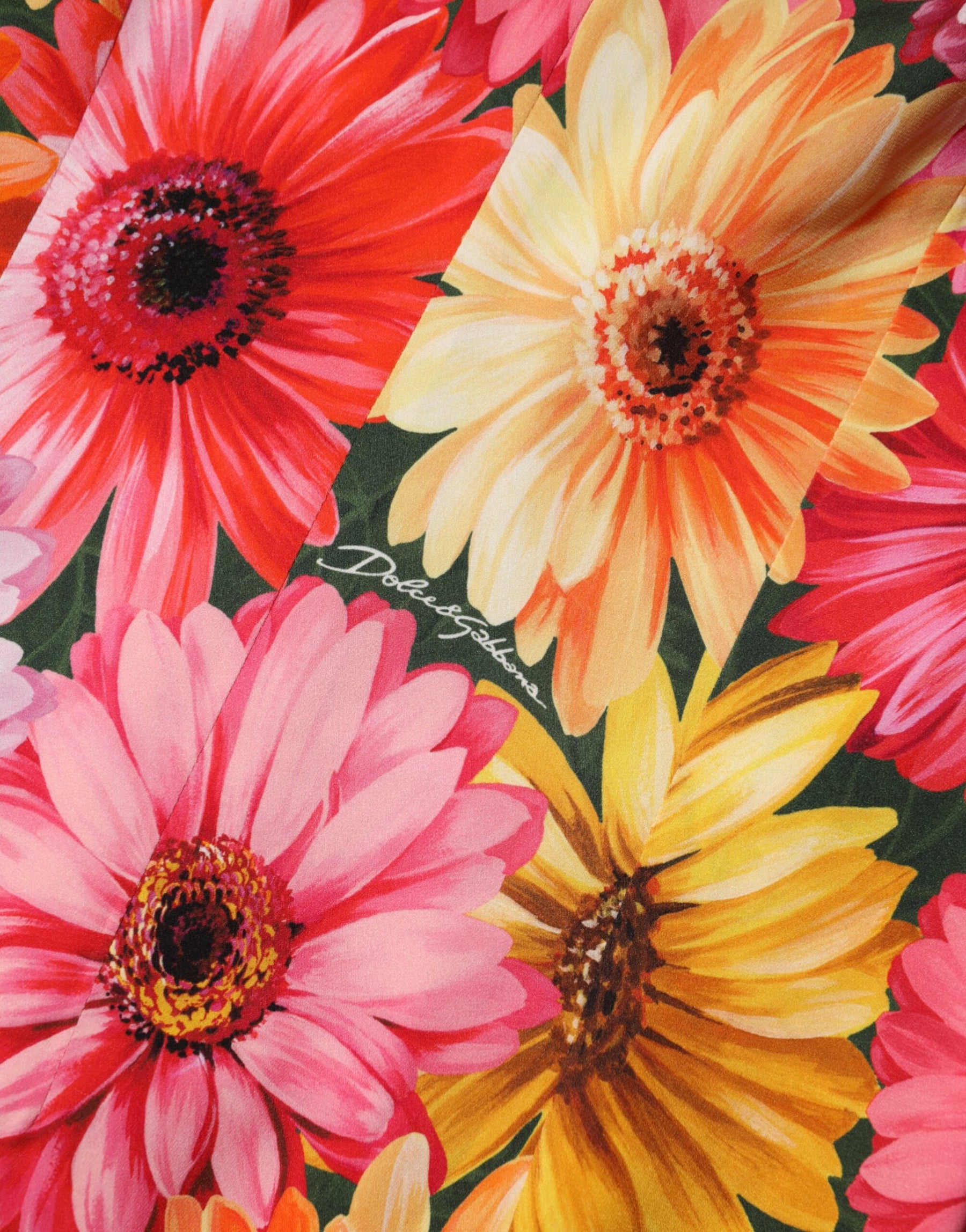 Dolce & Gabbana Multicolor Seiden-Midikleid mit Blumendruck