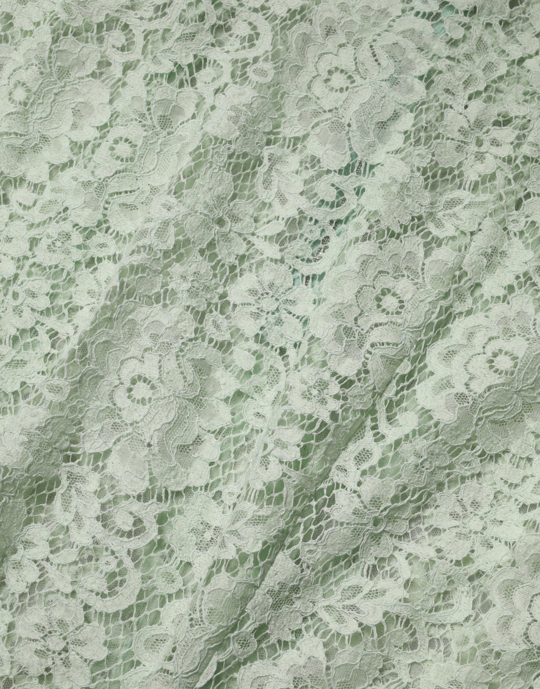 Dolce & Gabbana Mintgrünes Midikleid mit Blumenmuster und Spitzenbesatz