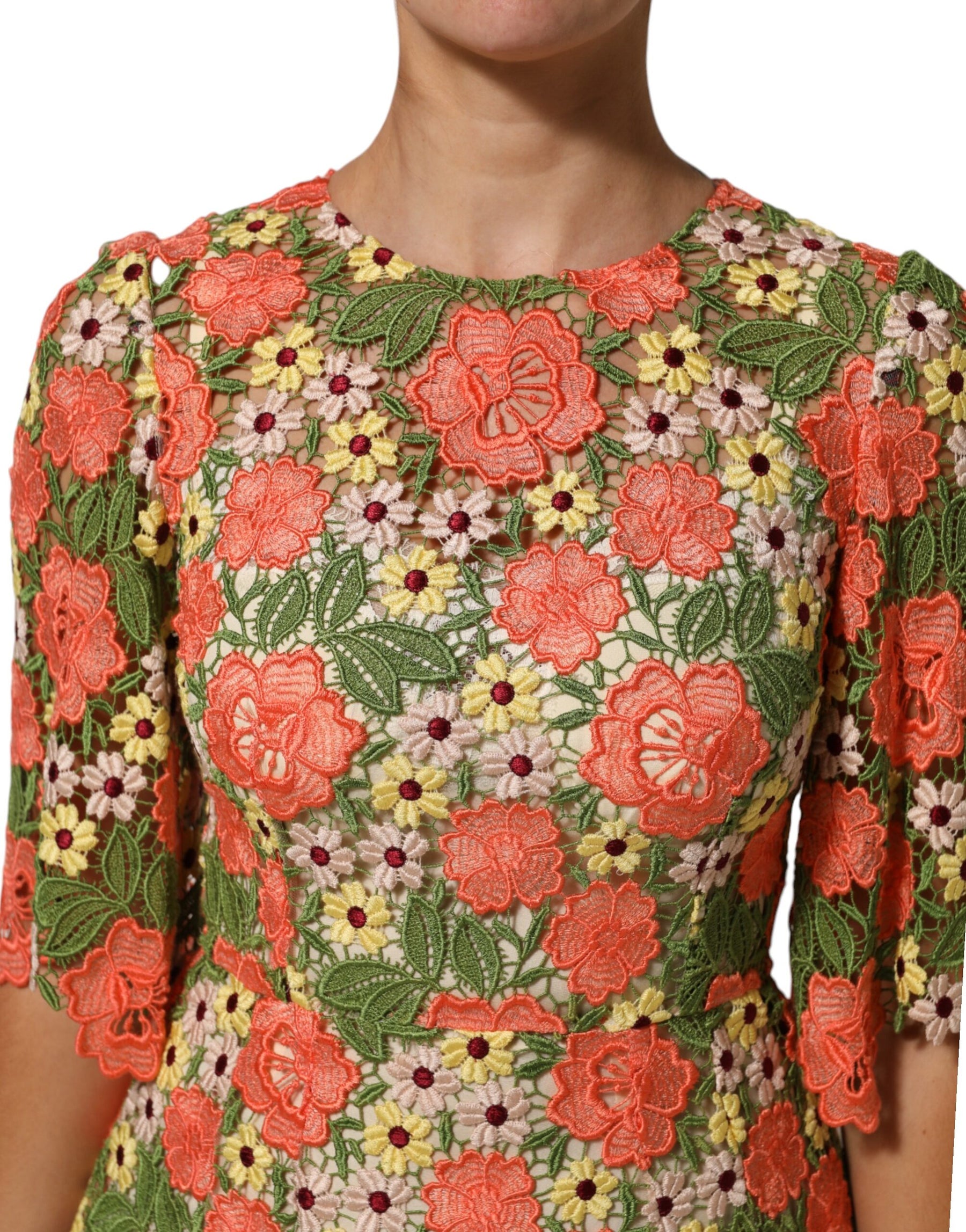 Dolce & Gabbana Mehrfarbiges, mit Blumen besticktes Aline-Minikleid