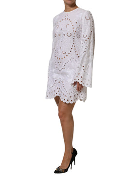 Dolce & Gabbana Weißes ausgeschnittenes Etuikleid in A-Linie Mini-Kleid