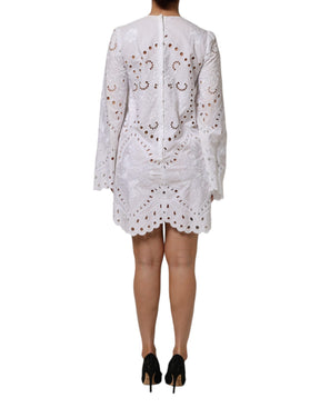 Dolce & Gabbana Weißes ausgeschnittenes Etuikleid in A-Linie Mini-Kleid