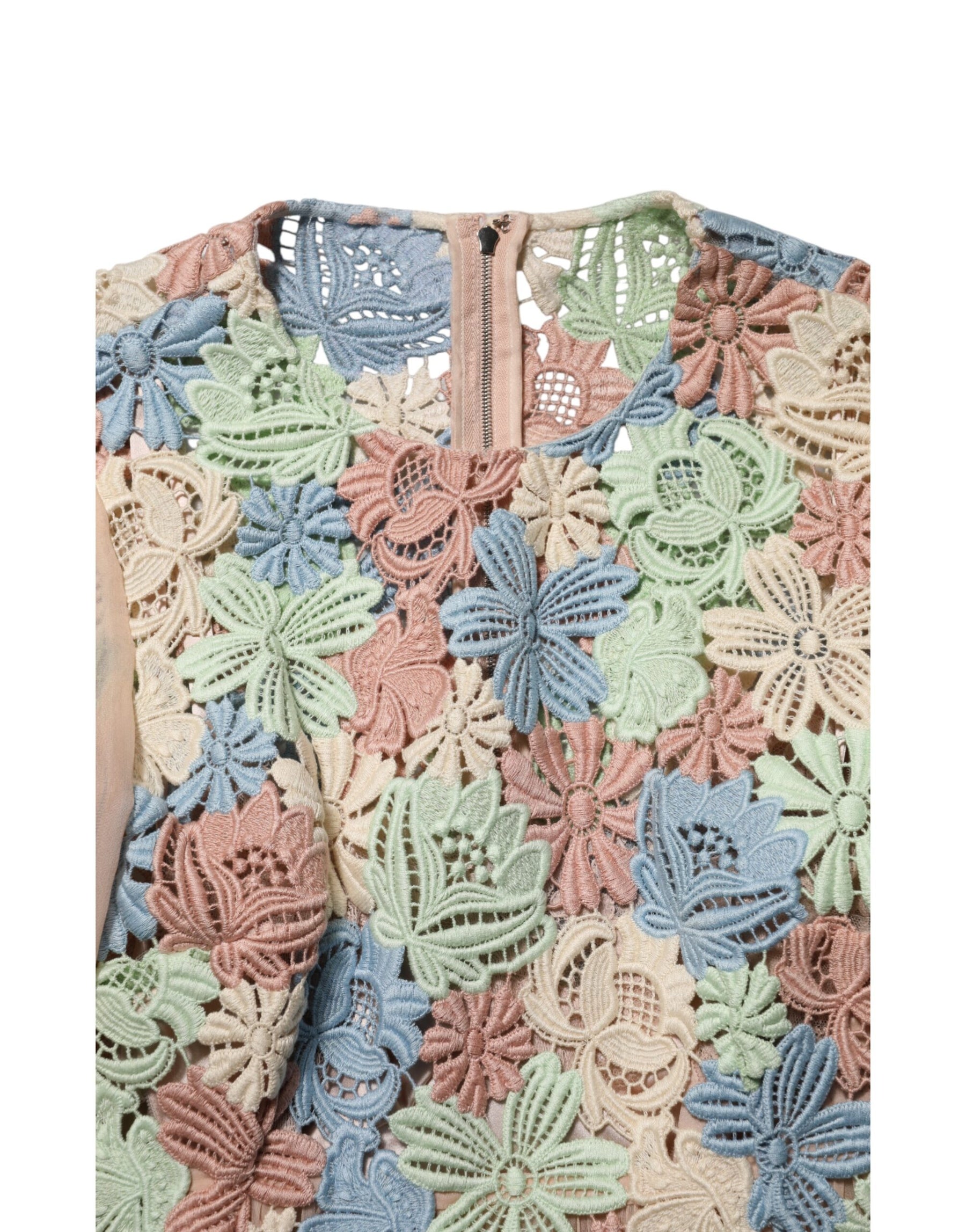 Dolce & Gabbana Pinkes Kleid mit Blumenstickerei und Plissee in A-Linie