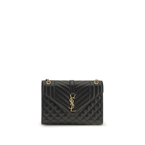 Saint Laurent Schwarze Kalbshaut Bos Taurus Schultertasche