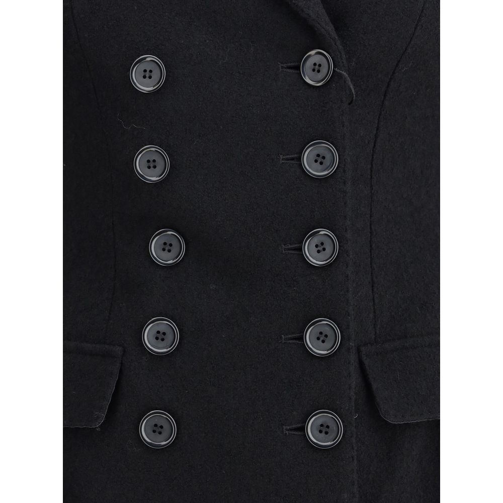 Dolce & Gabbana Schwarzer Wollmantel aus Fleece