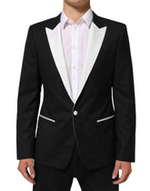 Dolce & Gabbana Schwarz Weiß MARTINI 1 Knopf Herren Anzug Blazer