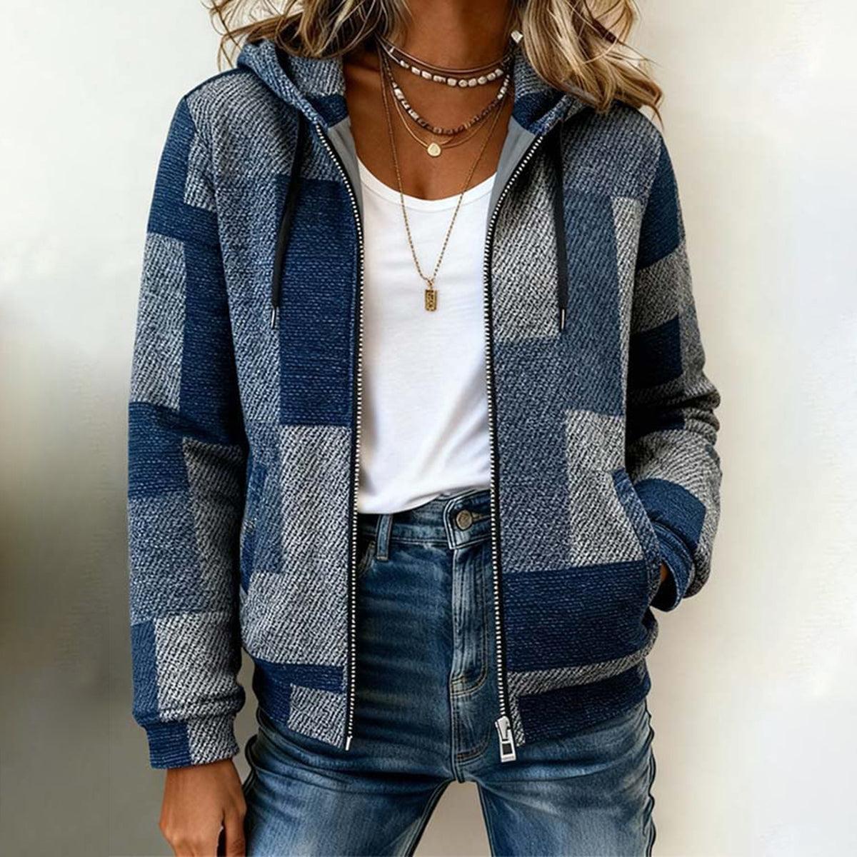 Winter Hoodie Color Block Blau Grau – warm & stylisch