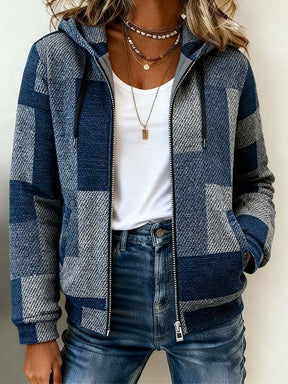 Winter Hoodie Color Block Blau Grau – warm & stylisch