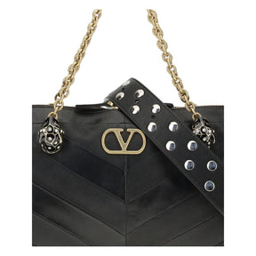 Valentino Garavani Schwarze Schultertasche aus Lammleder Ovis Aries Aries