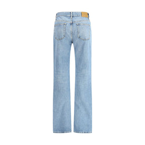 Saint Laurent Hellblaue Baumwolljeans mit geradem Bein