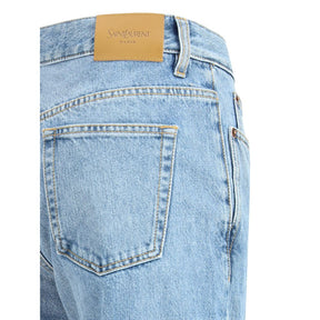 Saint Laurent Hellblaue Baumwolljeans mit geradem Bein