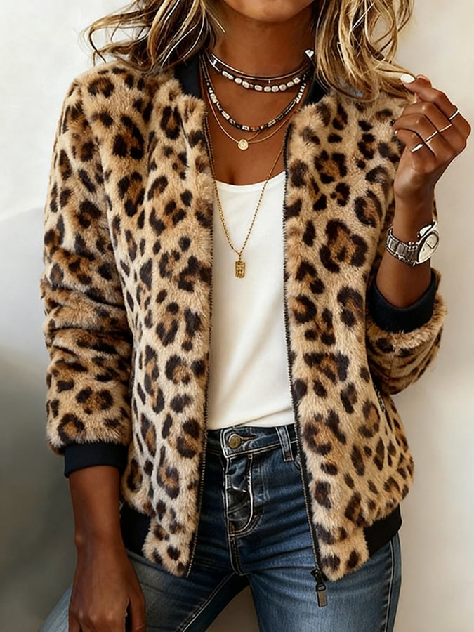 Wild Leopard Print Faux Fur Jacke - Winterlicher Luxus mit Stil