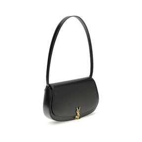Saint Laurent Schwarze Schultertasche aus Kalbshaut Bos Taurus