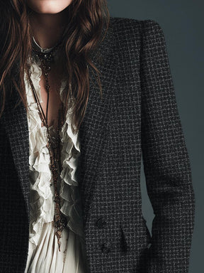 Winter-Chic Long Sleeve Check Blazer - Dein eleganter Kälteschutz